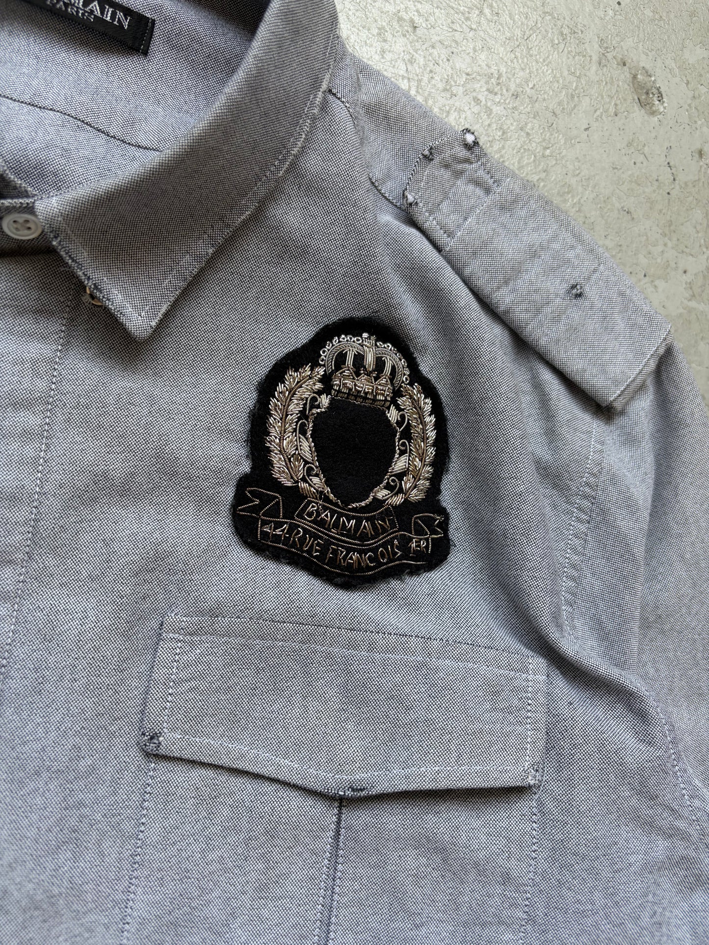 Balmain Grey Military Button Up (16/41)