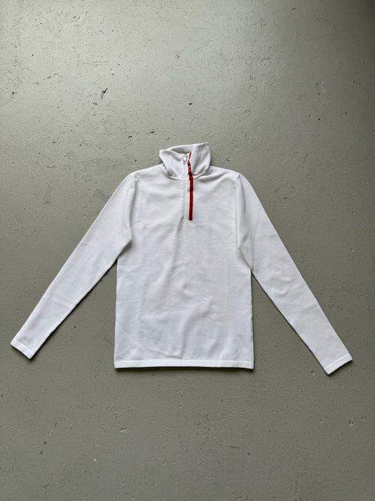 Prada Sport White Quarter Zip Tech Knit (46)
