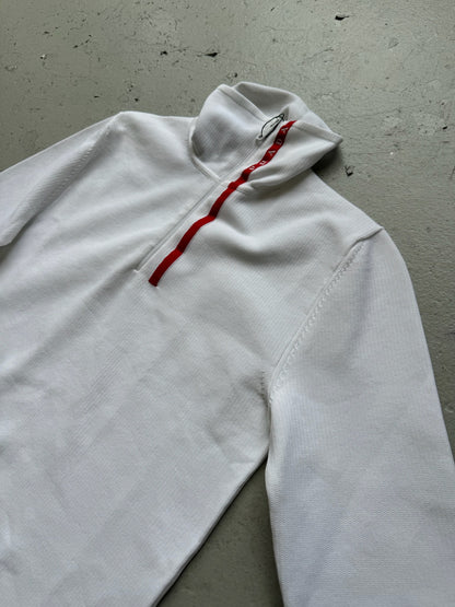Prada Sport White Quarter Zip Tech Knit (46)