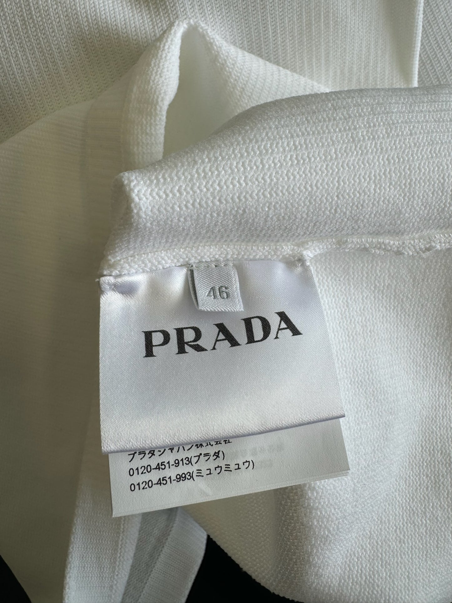 Prada Sport White Quarter Zip Tech Knit (46)