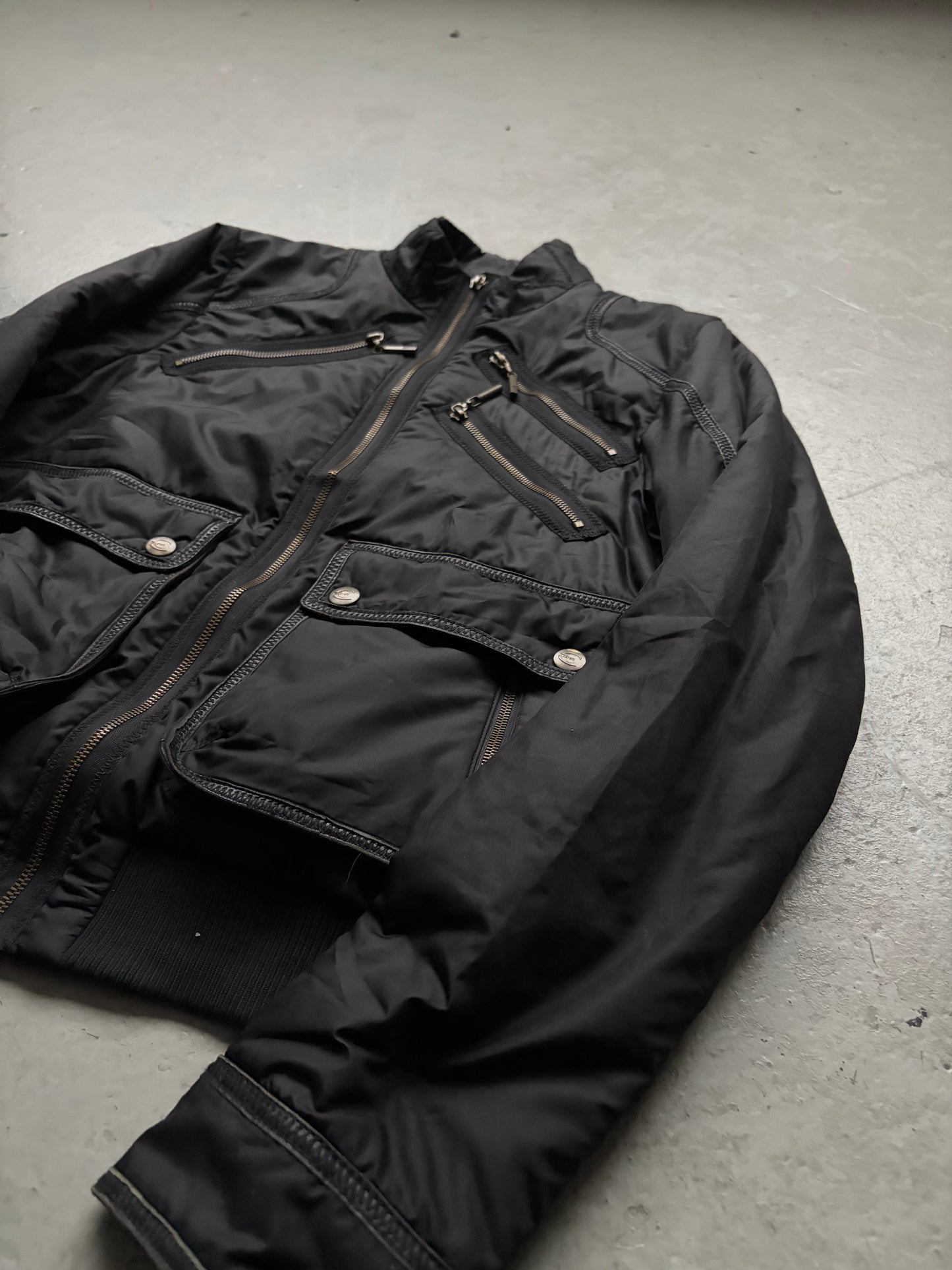 Roberto Cavalli Black Multi Zip Utility Jacket (M)