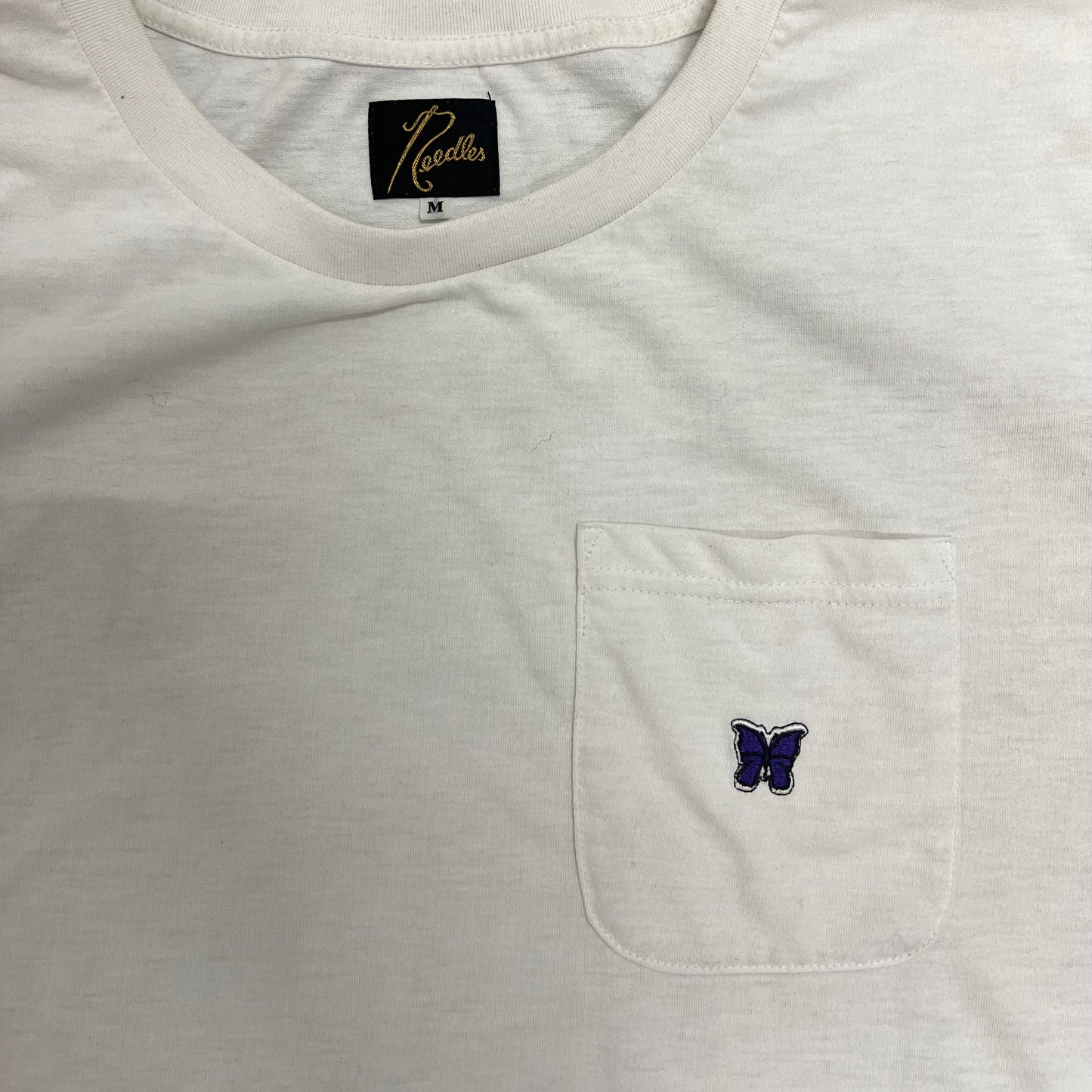 Needles Butterfly White Blank Pocket Tee (M)