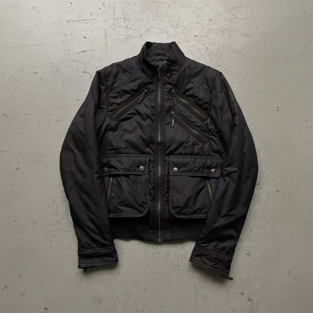 Roberto Cavalli Black Multi Zip Utility Jacket (M)