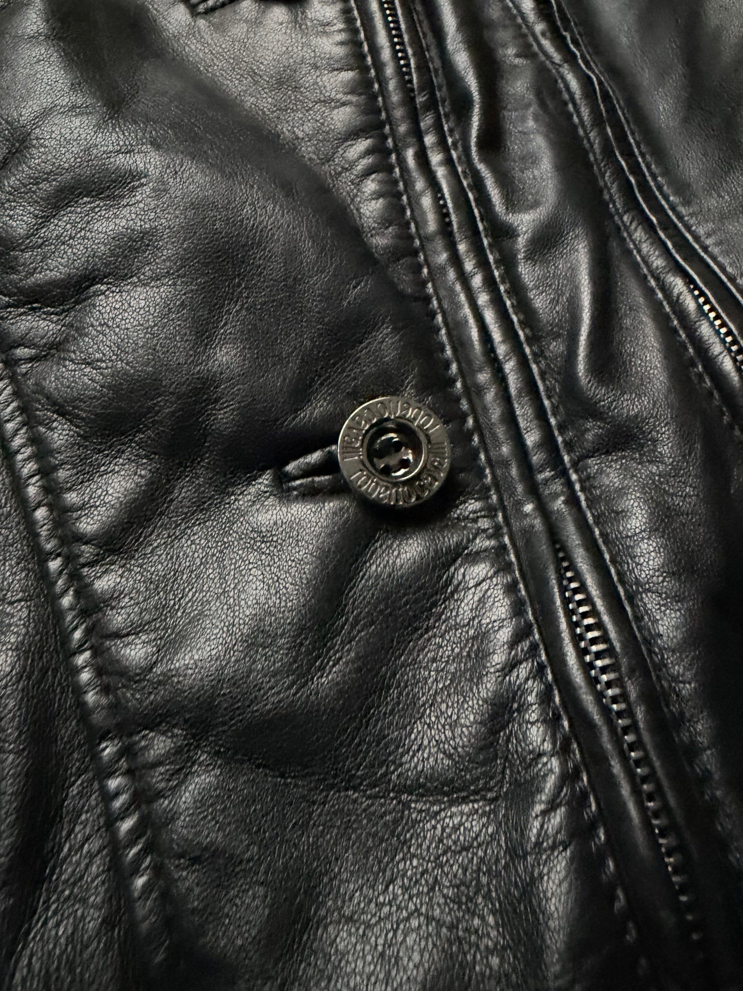 Roberto Cavalli Black Leather Asymmetrical Jacket (40)