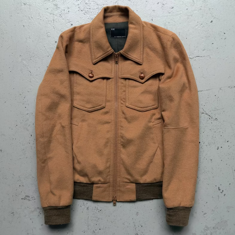 Number (N)ine Tan Western Style Wool Zip Up Jacket (2)