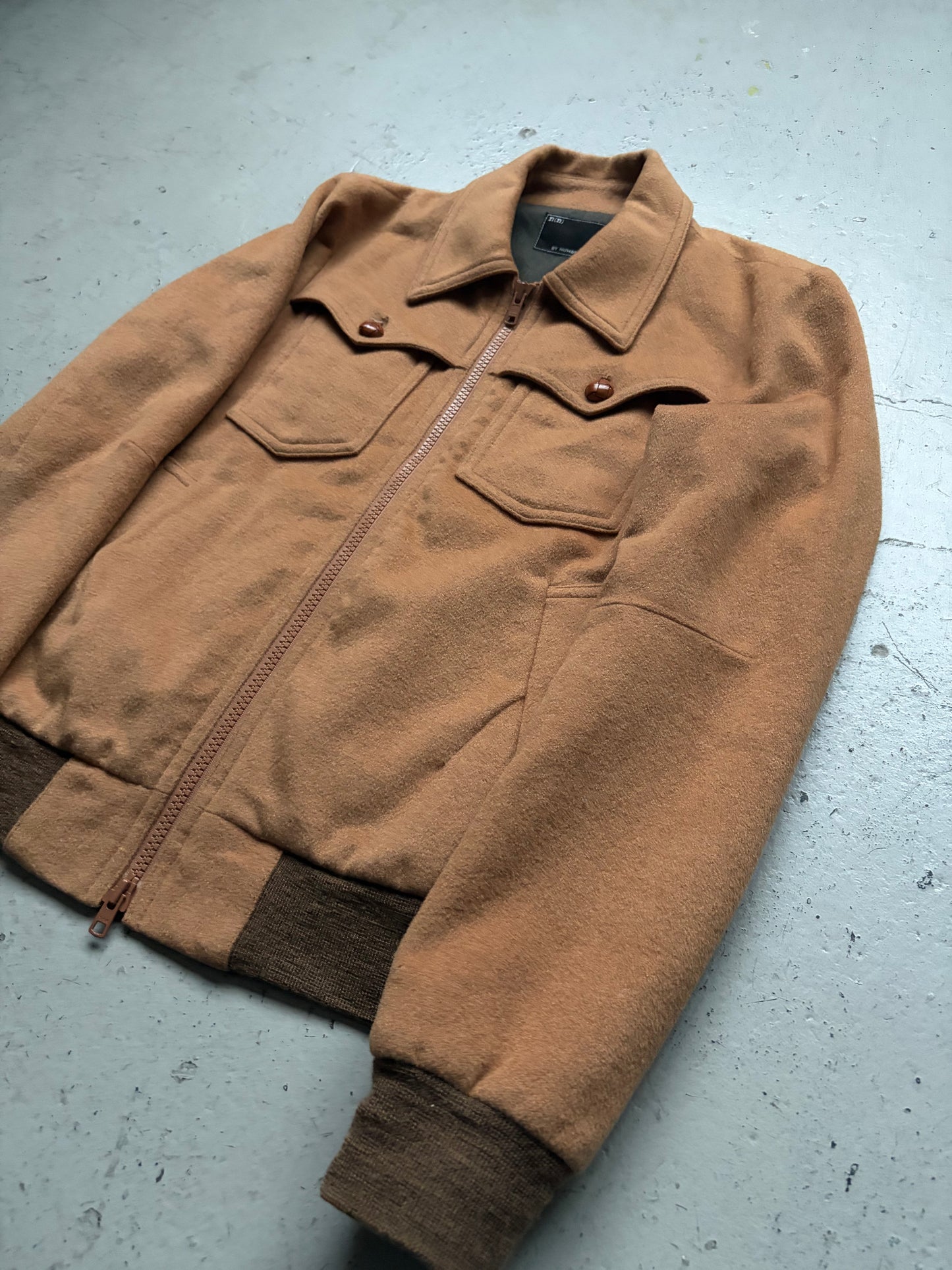 Number (N)ine Tan Western Style Wool Zip Up Jacket (2)