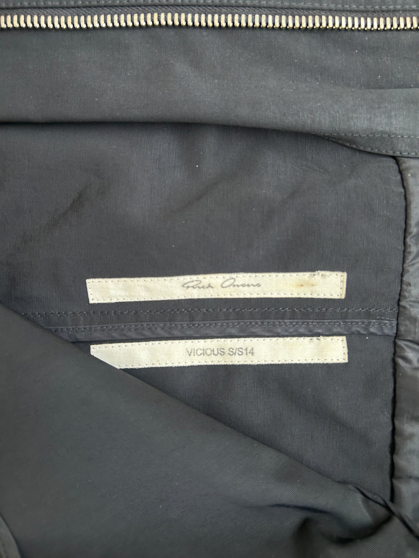 Rick Owens SS14 Vicious Runway Long Leather Detail Jacket (M)