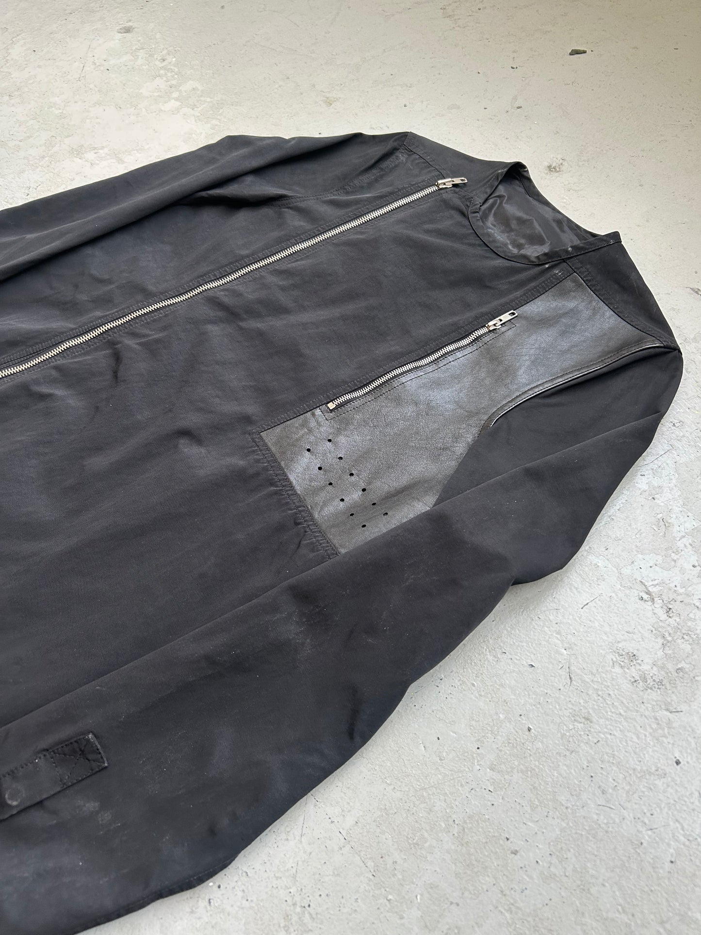 Rick Owens SS14 Vicious Runway Long Leather Detail Jacket (M)