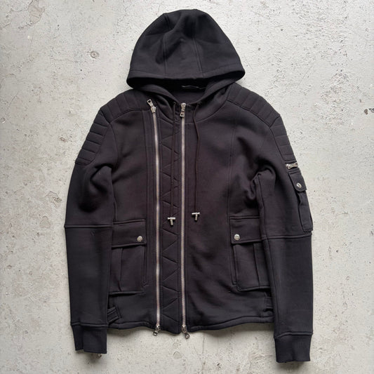 Balmain FW14 Black Dual Zip Up Hoodie (M)