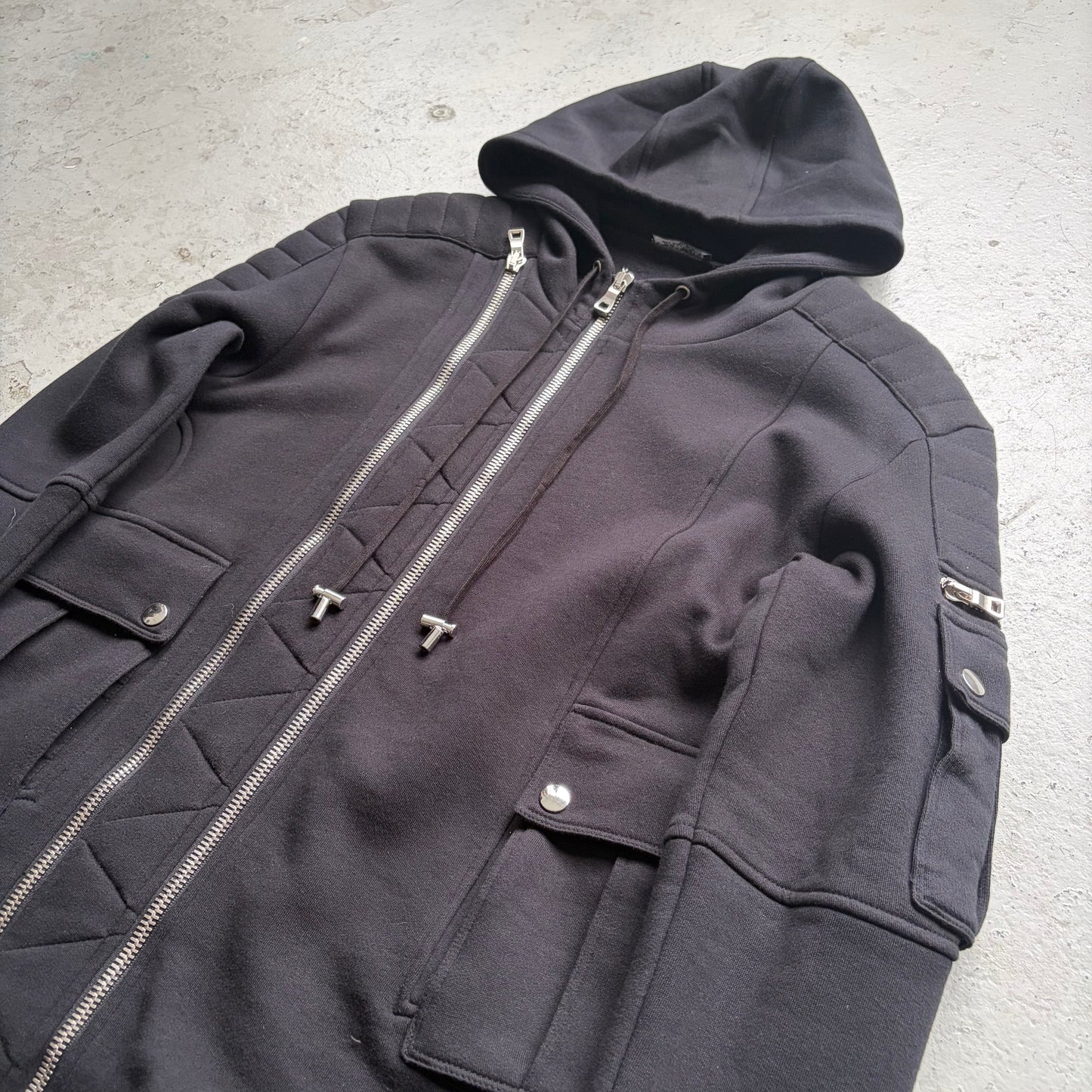 Balmain FW14 Black Dual Zip Up Hoodie (M)