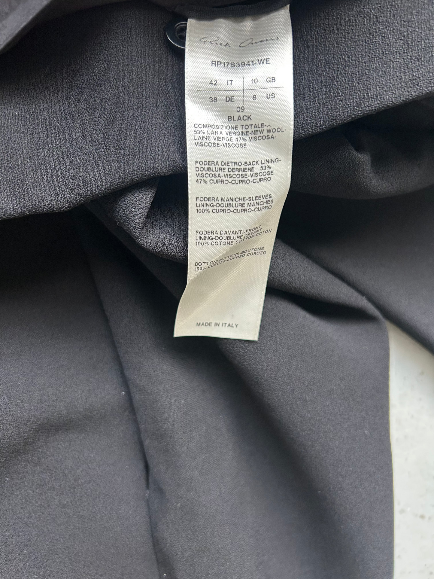 Rick Owens SS17 WALRUS Long Knife Wool Coat (42)