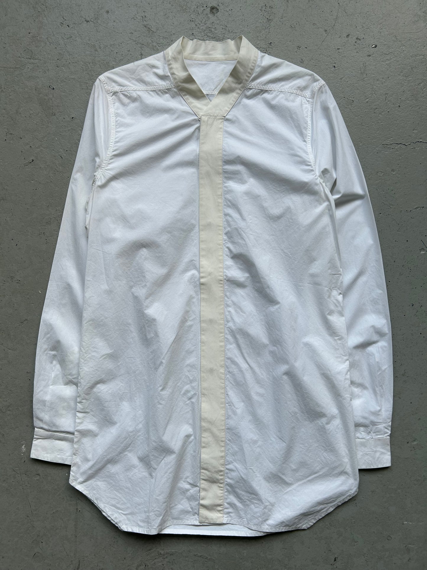 Rick Owens FW 15 "SPHINX" V-Collar Milk Dress Shirt (M)