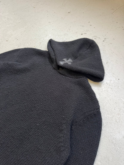 Chrome Hearts Black Cashmere Hoodie With Leather Hood Patch (L)