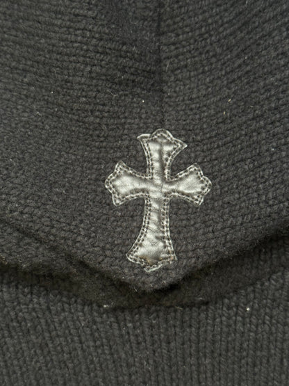 Chrome Hearts Black Cashmere Hoodie With Leather Hood Patch (L)