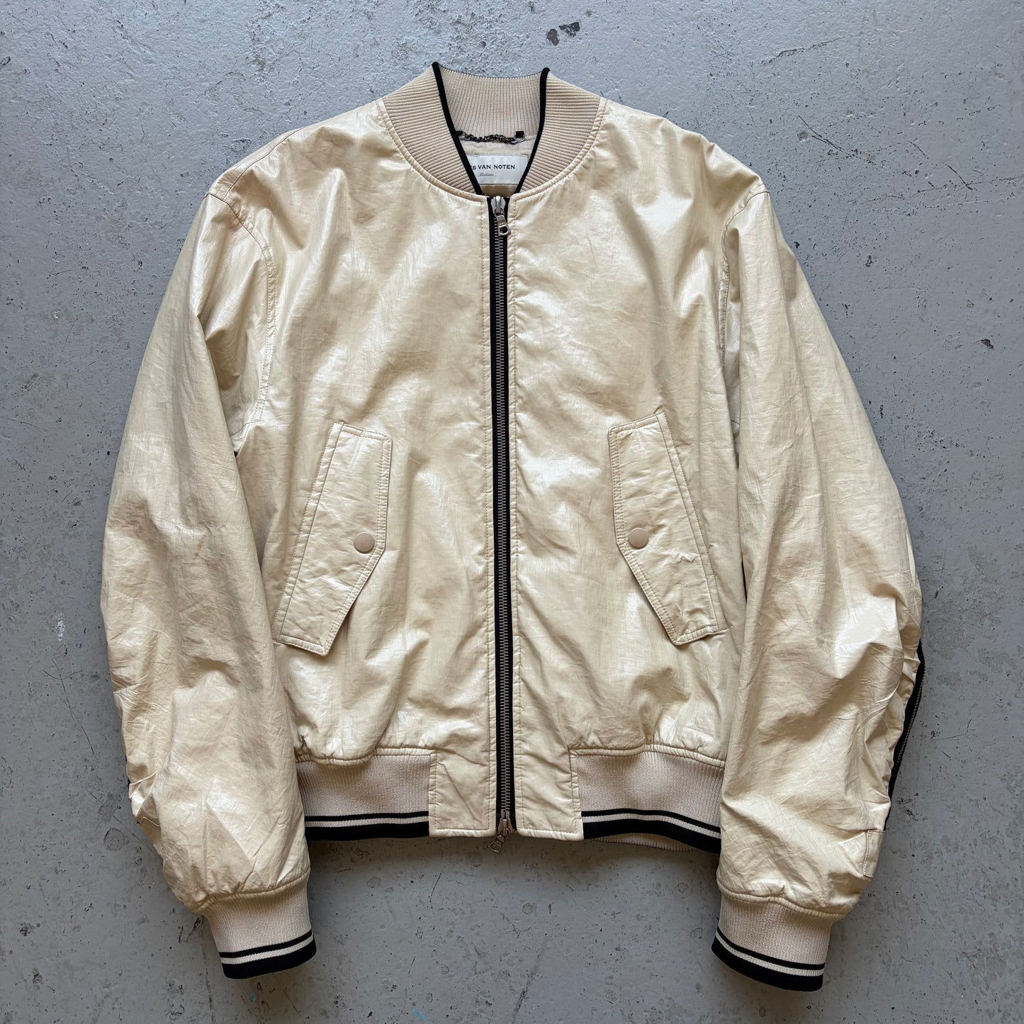Dries Van Noten White Back Zip Leather Jacket (M)