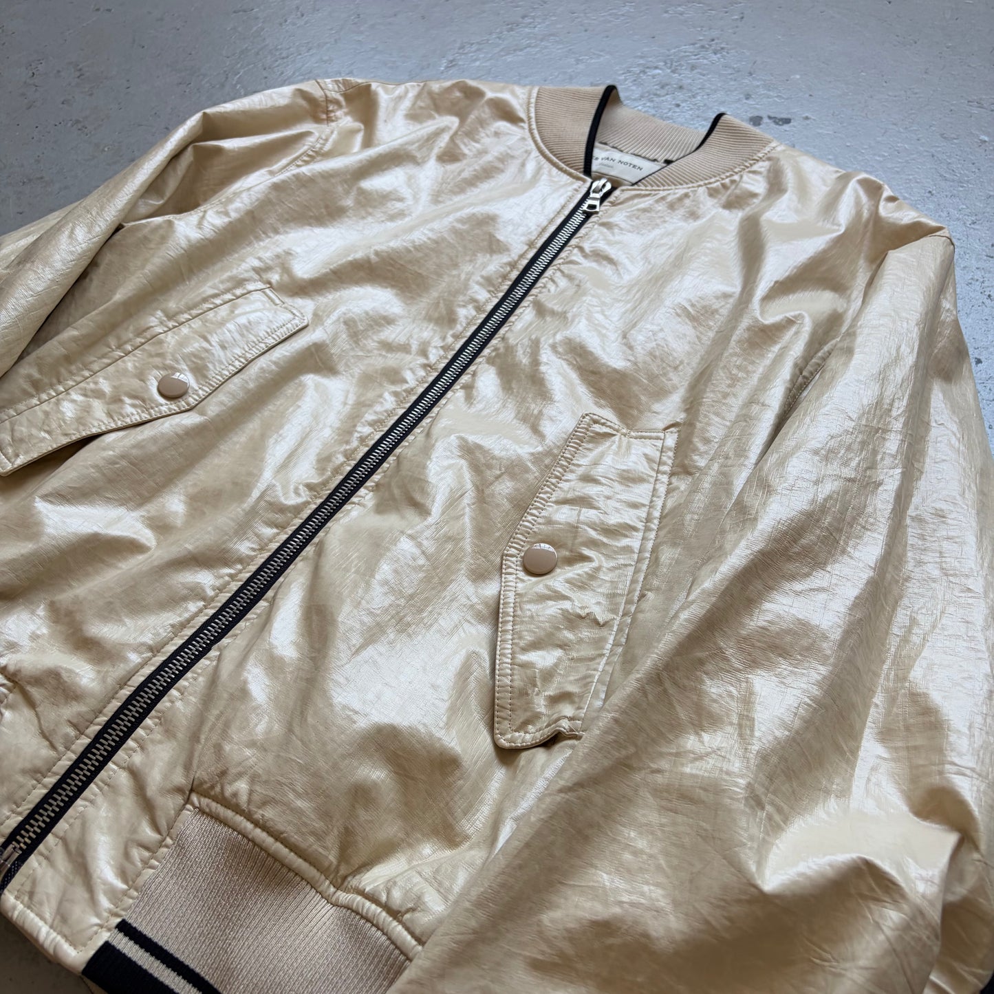 Dries Van Noten White Back Zip Leather Jacket (M)
