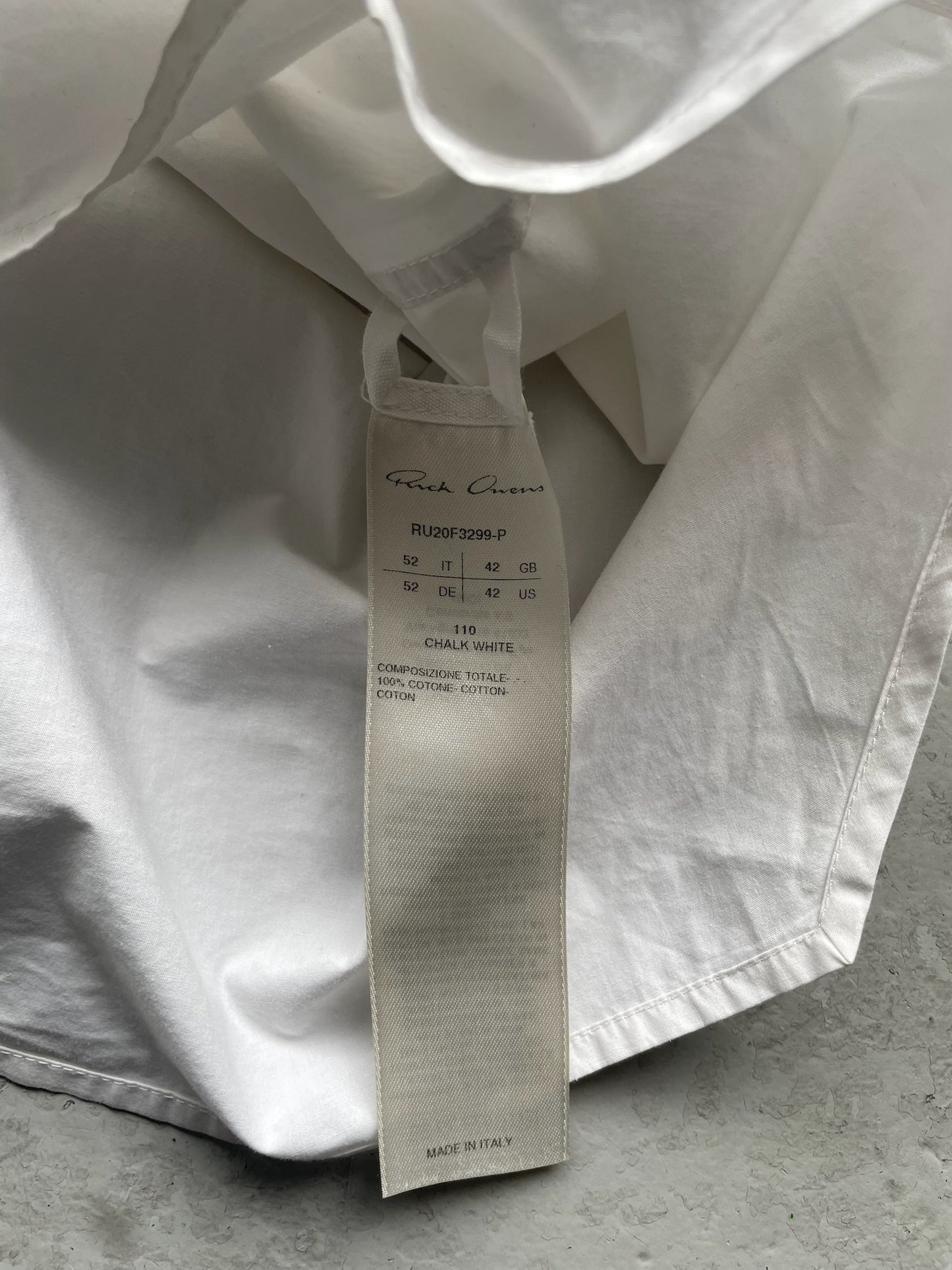Rick Owens FOGACHINE FW20 Chalk White Button Up (52)