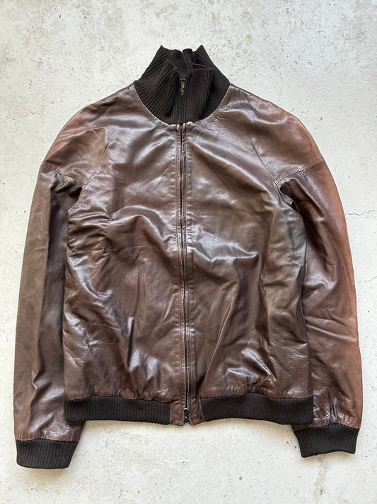 Helmut Lang 00AW Brown Leather Jacket (44)