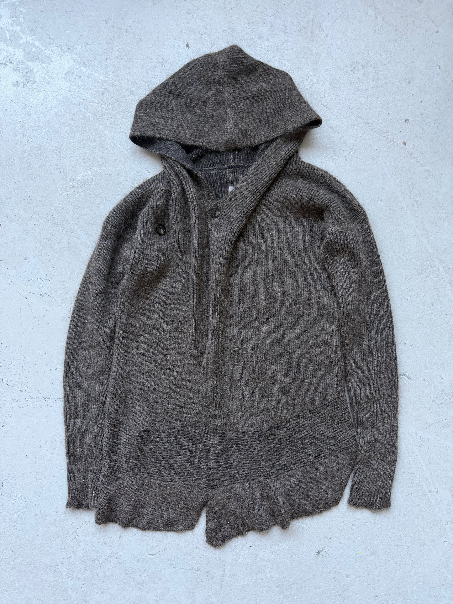 Rick Owens FW19 LARRY Mohair & Wool Hooded Knit Jacket  (S)