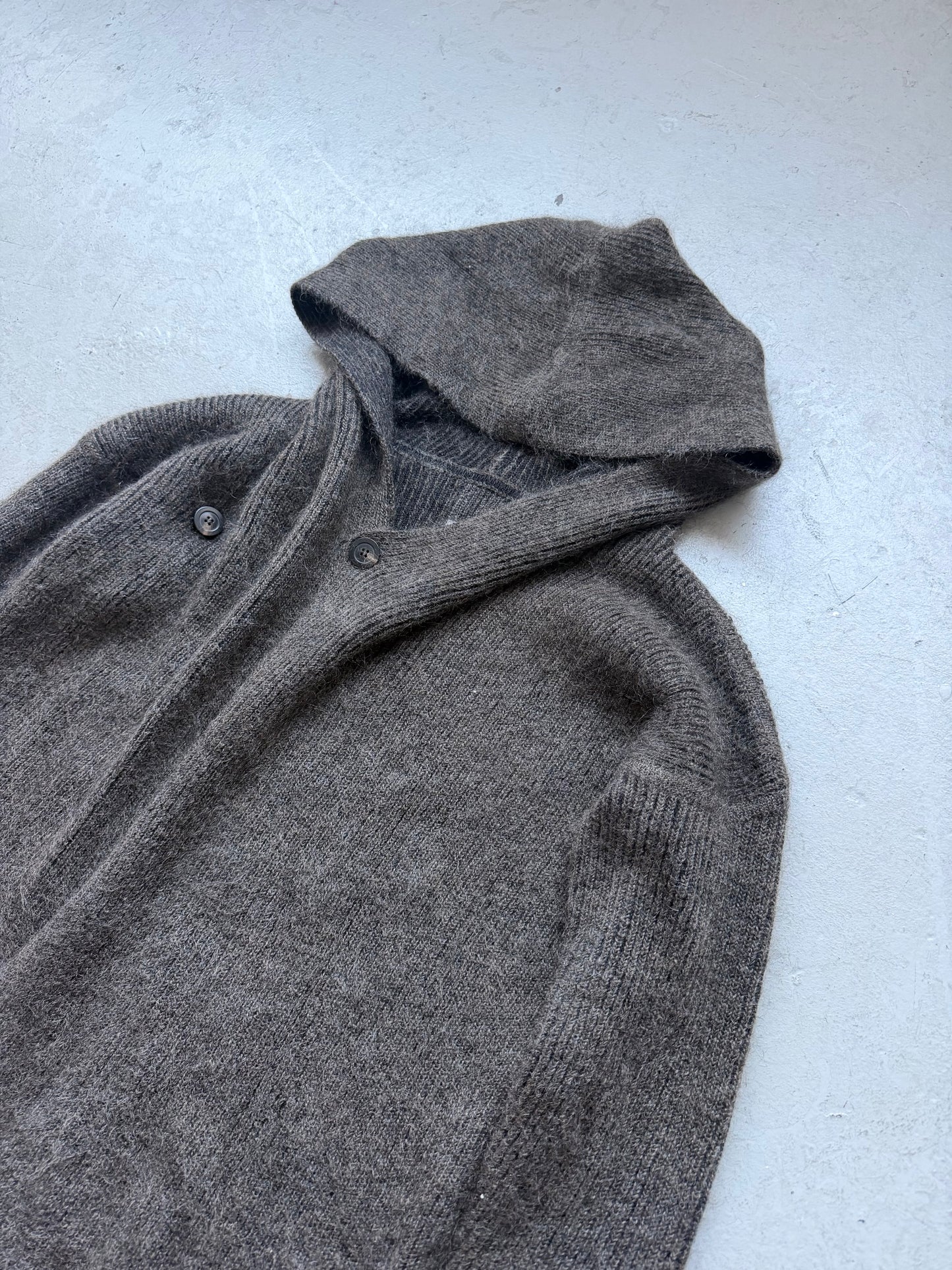 Rick Owens FW19 LARRY Mohair & Wool Hooded Knit Jacket  (S)