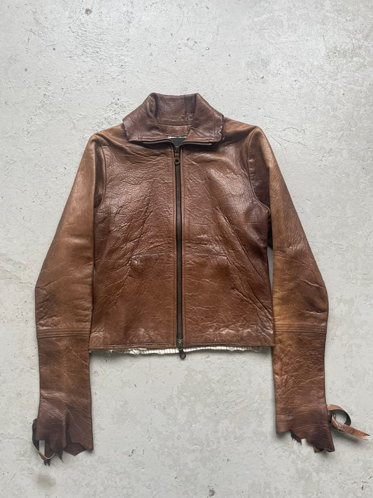 Michel Berandi FW06 Brown Lamb Leather Jacket (S)