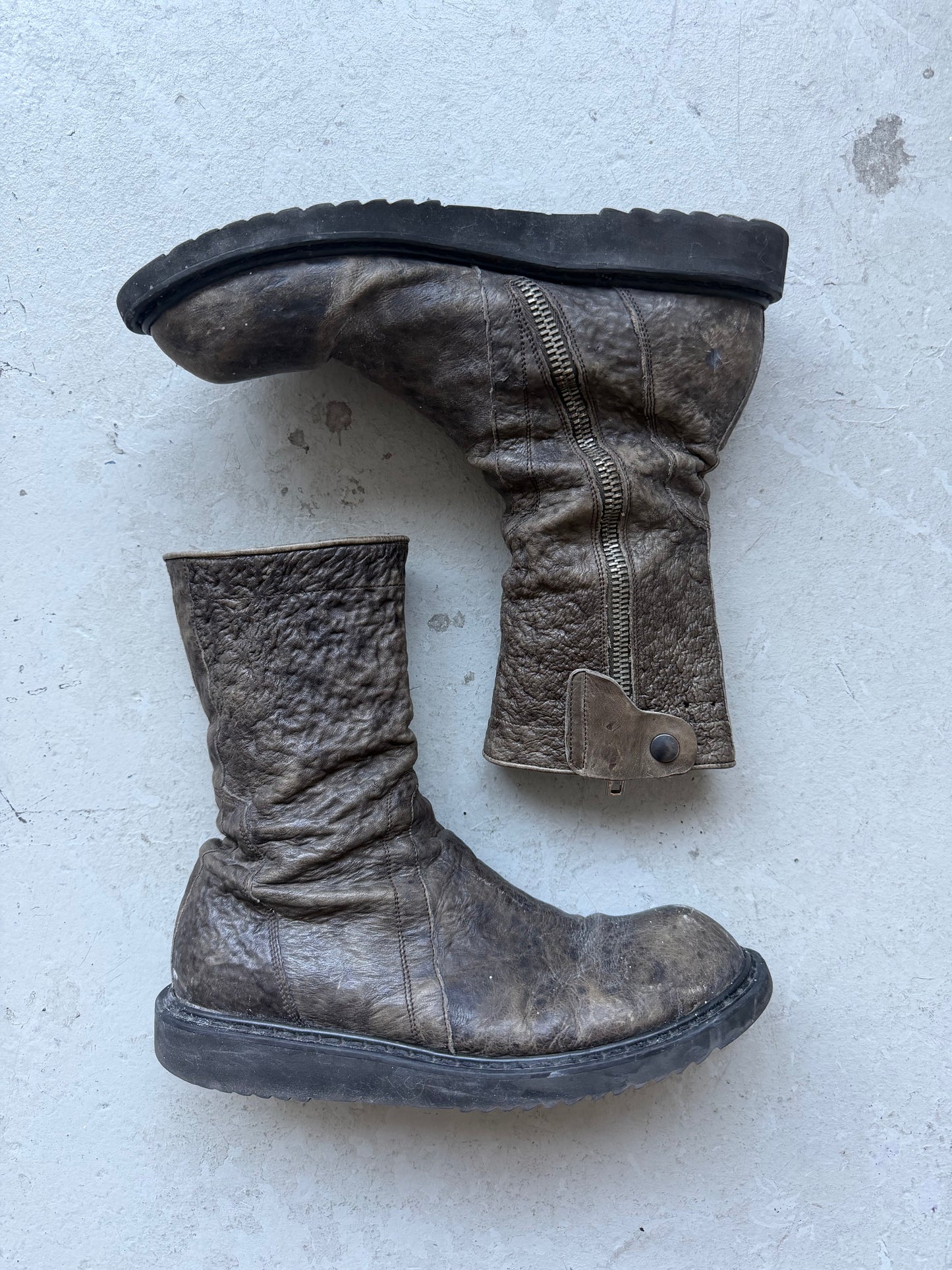 Rick Owens FW12 Mountain Crinkled Leather Creeper Boots (42)