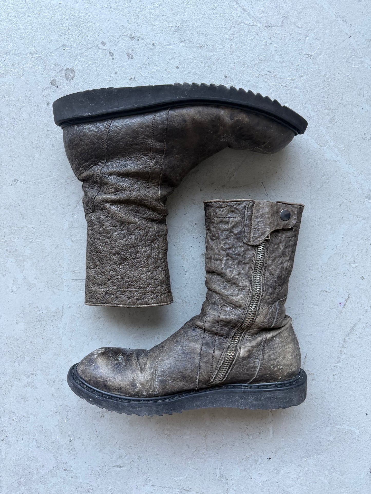 Rick Owens FW12 Mountain Crinkled Leather Creeper Boots (42)