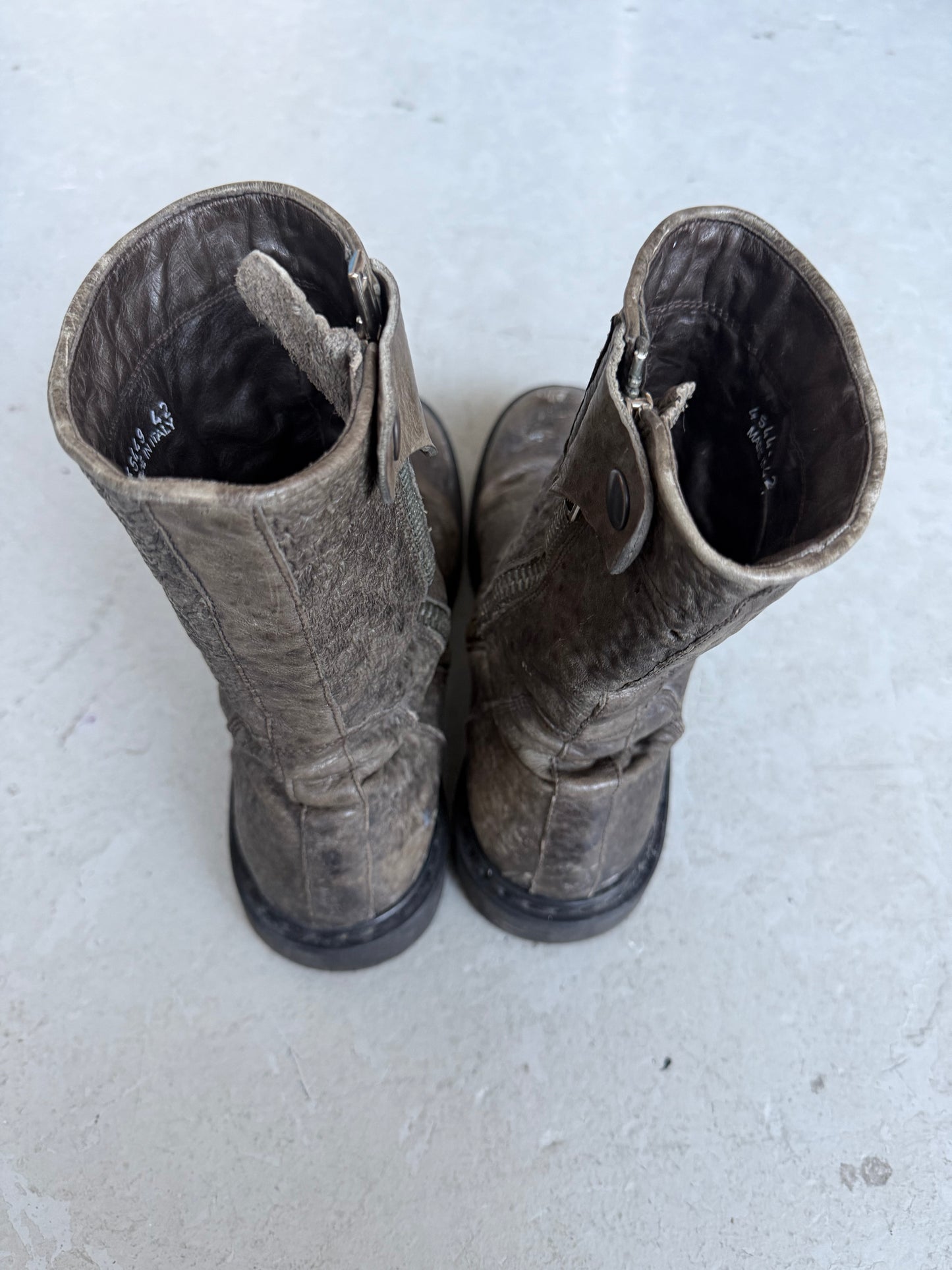 Rick Owens FW12 Mountain Crinkled Leather Creeper Boots (42)