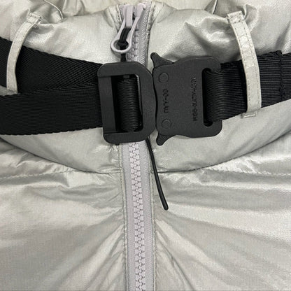 1017 9SM Alyx Silver Puffer Roller Coaster Buckle Coat (M)
