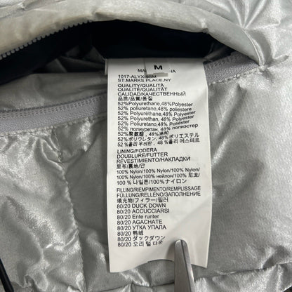 1017 9SM Alyx Silver Puffer Roller Coaster Buckle Coat (M)