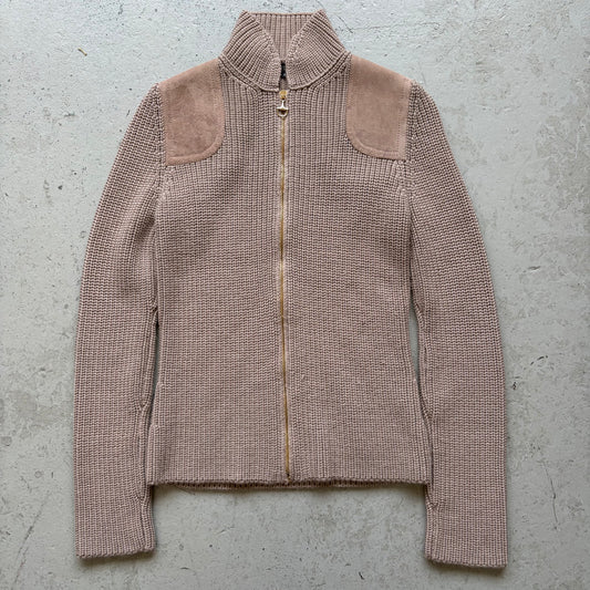 Gucci Wool/Cashmere Blend Zip Up With Leather Shoulders (S)