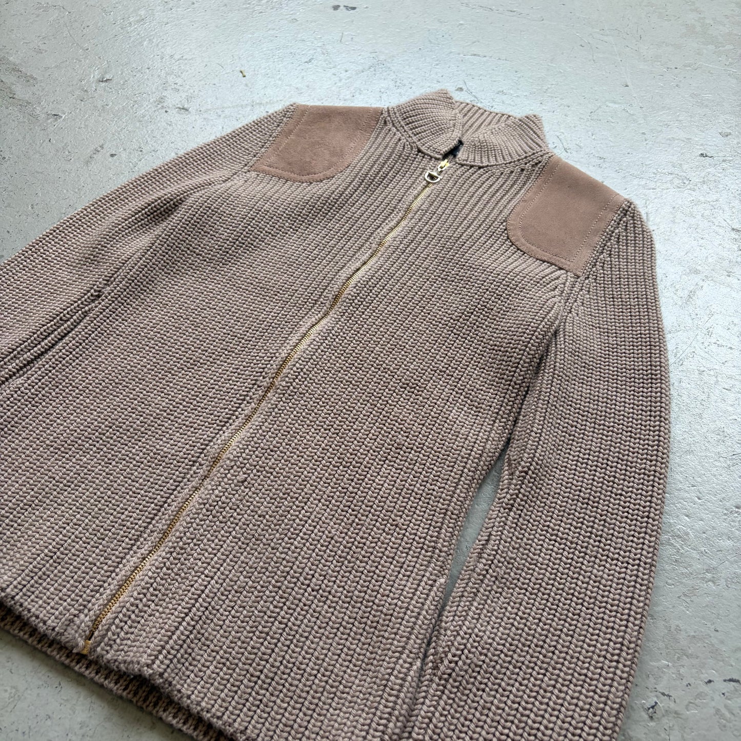 Gucci Wool/Cashmere Blend Zip Up With Leather Shoulders (S)