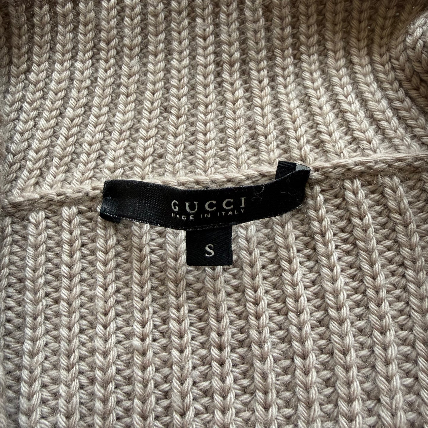 Gucci Wool/Cashmere Blend Zip Up With Leather Shoulders (S)