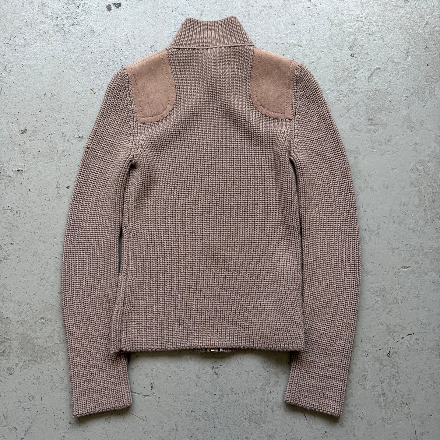 Gucci Wool/Cashmere Blend Zip Up With Leather Shoulders (S)