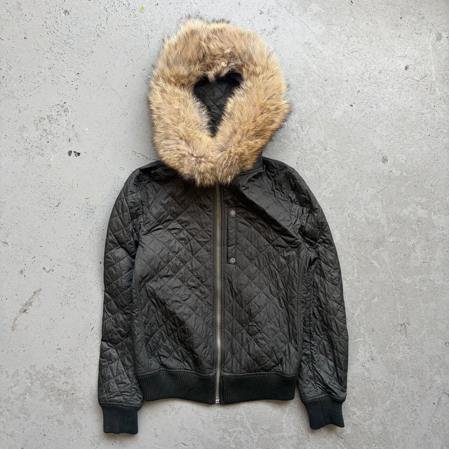 Dolce & Gabbana Olive Quilted Fur Hooded Jacket (48)