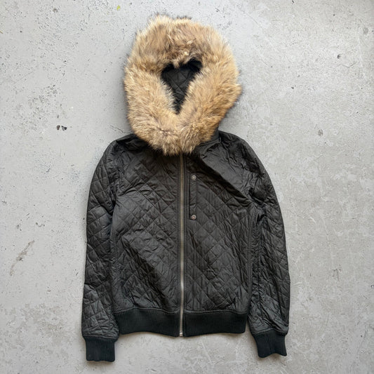Dolce & Gabbana Olive Quilted Fur Hooded Jacket (48)