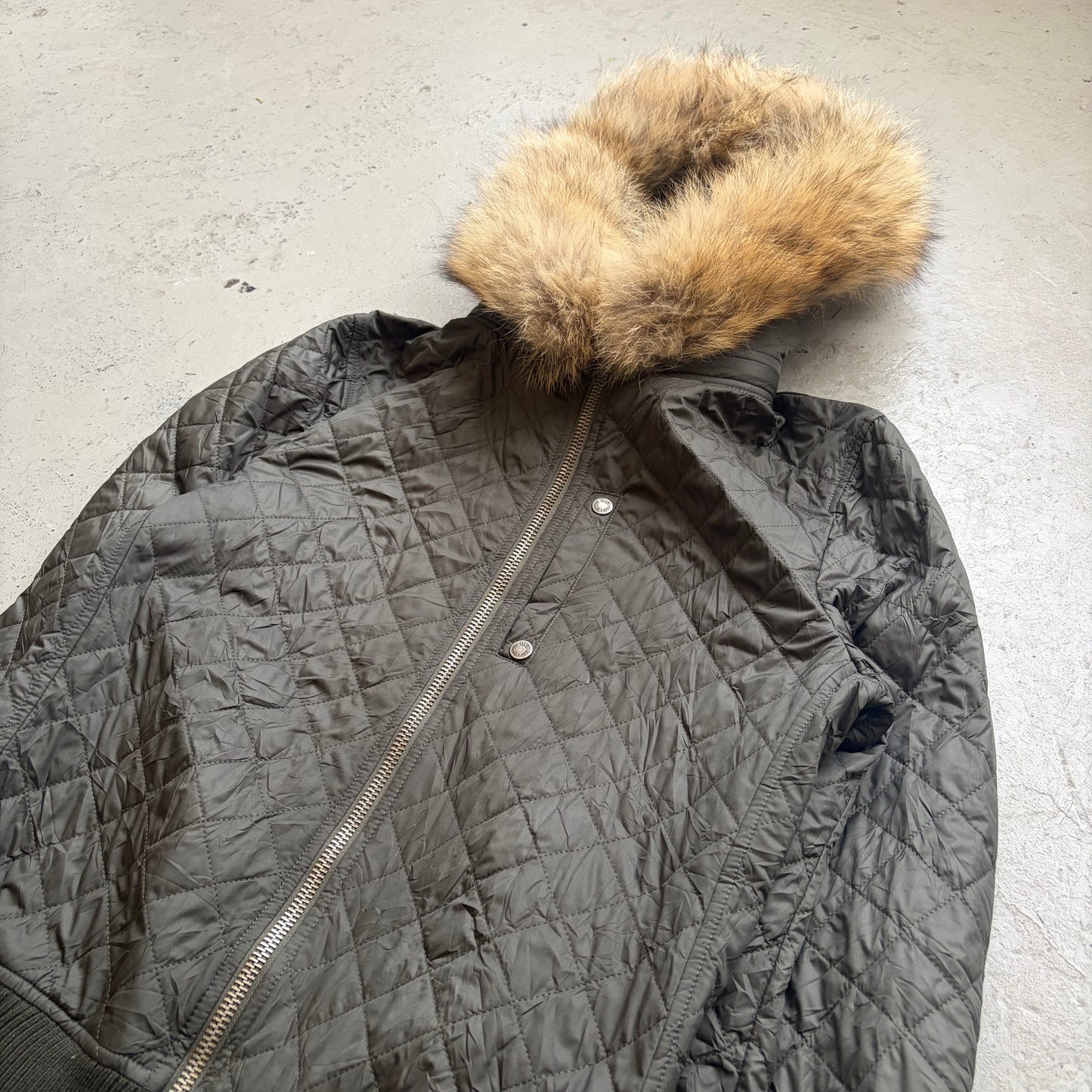 Dolce & Gabbana Olive Quilted Fur Hooded Jacket (48)