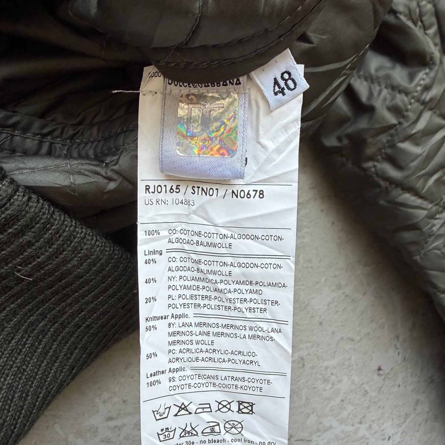 Dolce & Gabbana Olive Quilted Fur Hooded Jacket (48)