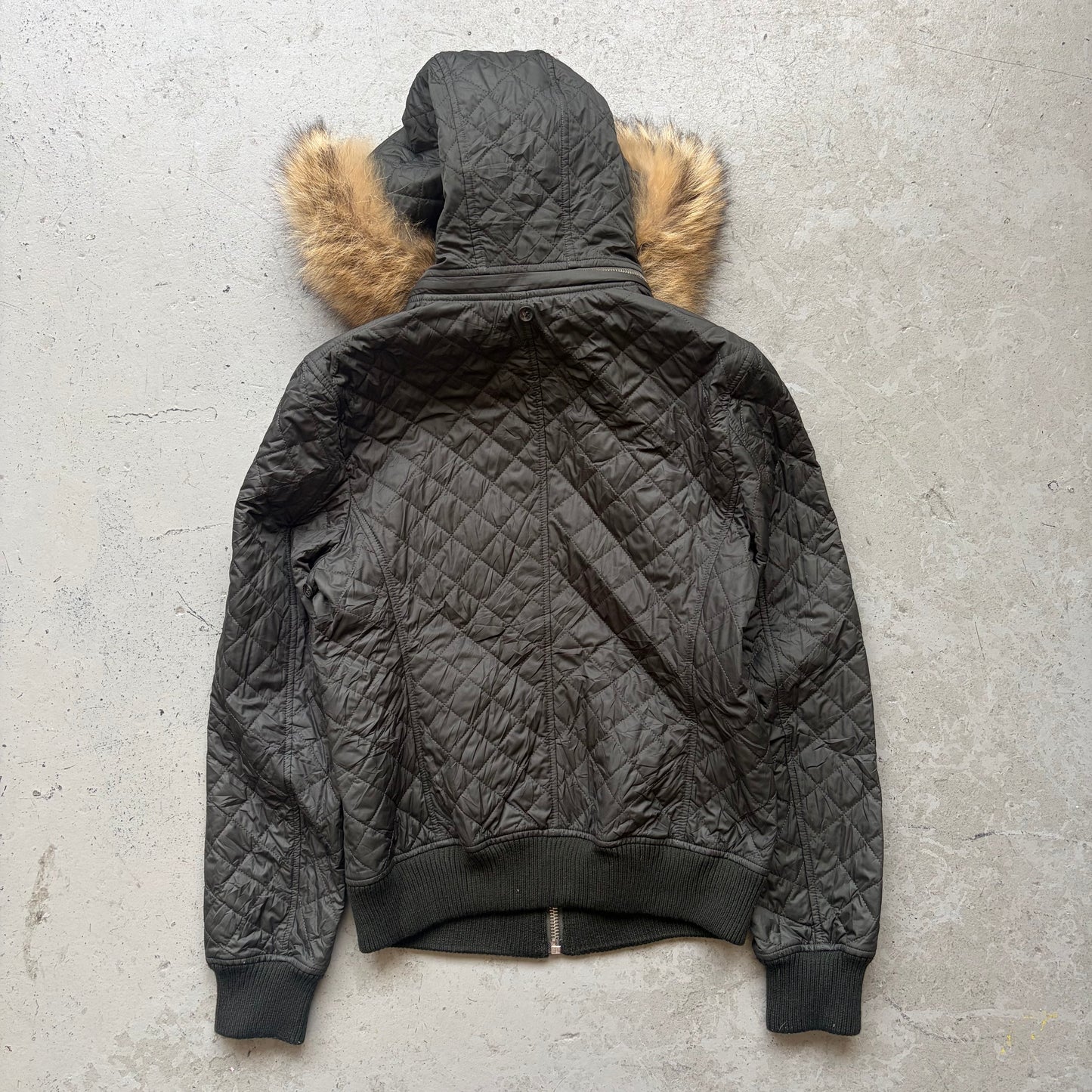 Dolce & Gabbana Olive Quilted Fur Hooded Jacket (48)