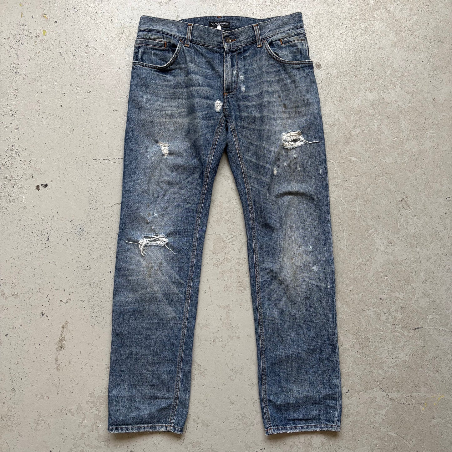 Dolce & Gabbana Light Wash Stitched Distressed Denim (48)