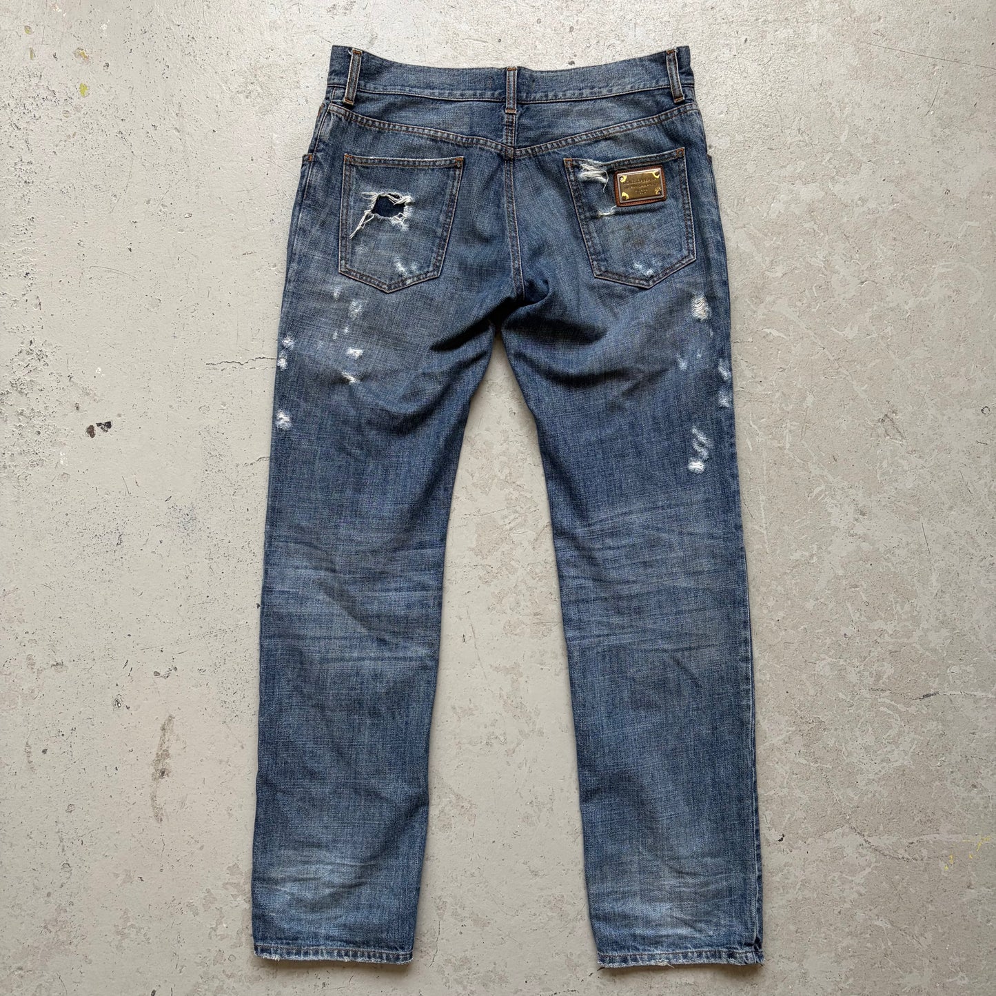 Dolce & Gabbana Light Wash Stitched Distressed Denim (48)