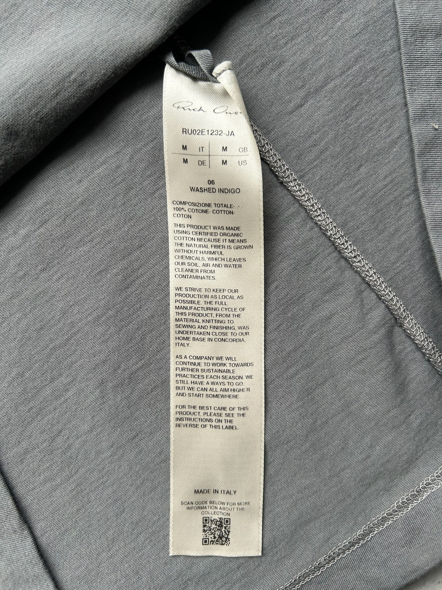 Rick Owens Washed Indigo Short Sleeve Shirt (M)