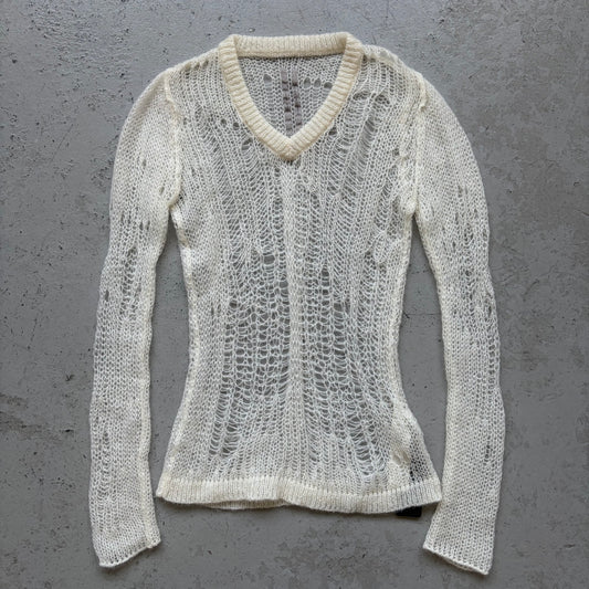 Rick Owens SS22 FOGACHINE Spider Knit Mohair Natural Knit (S)