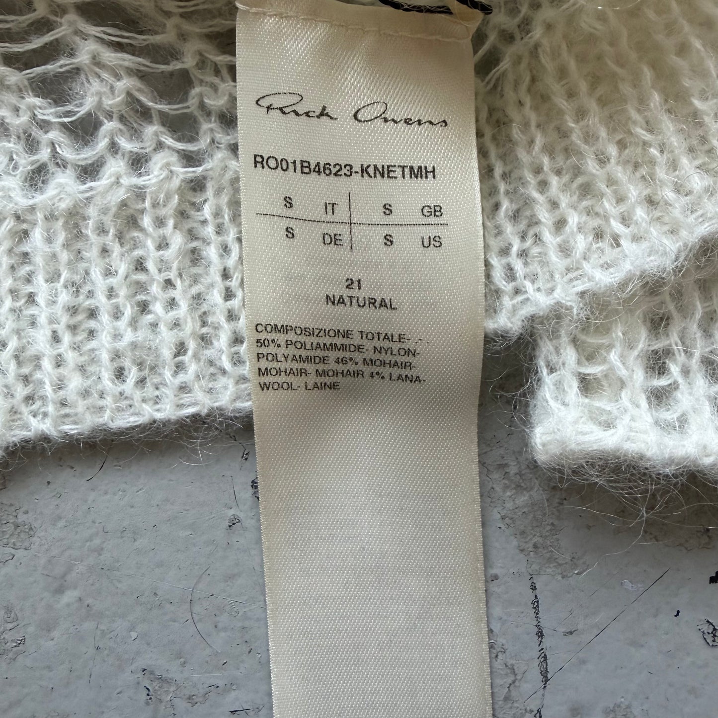 Rick Owens SS22 FOGACHINE Spider Knit Mohair Natural Knit (S)