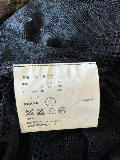 Comme Des Garcon Tricot '06 Black Ribboned Mesh Floral Button Up (M)