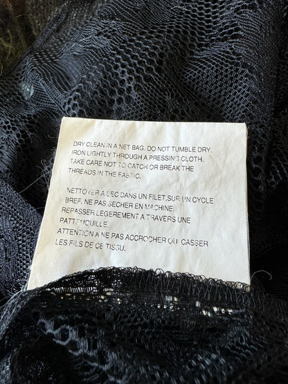 Comme Des Garcon Tricot '06 Black Ribboned Mesh Floral Button Up (M)