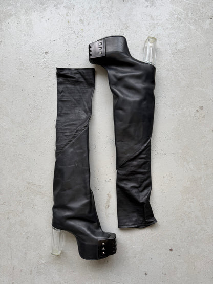 Rick Owens Thigh High Flare Kiss Boots (43)