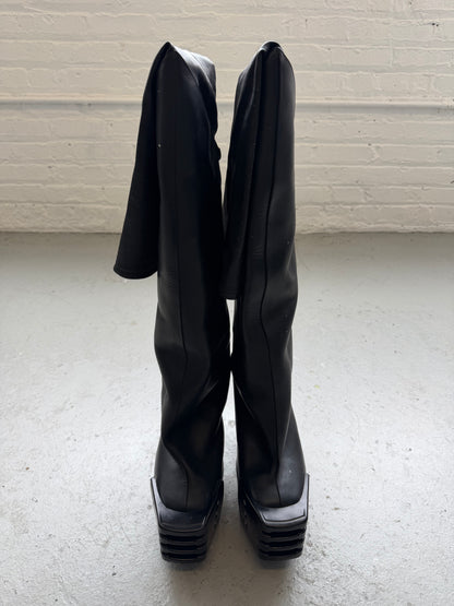 Rick Owens Thigh High Flare Kiss Boots (43)
