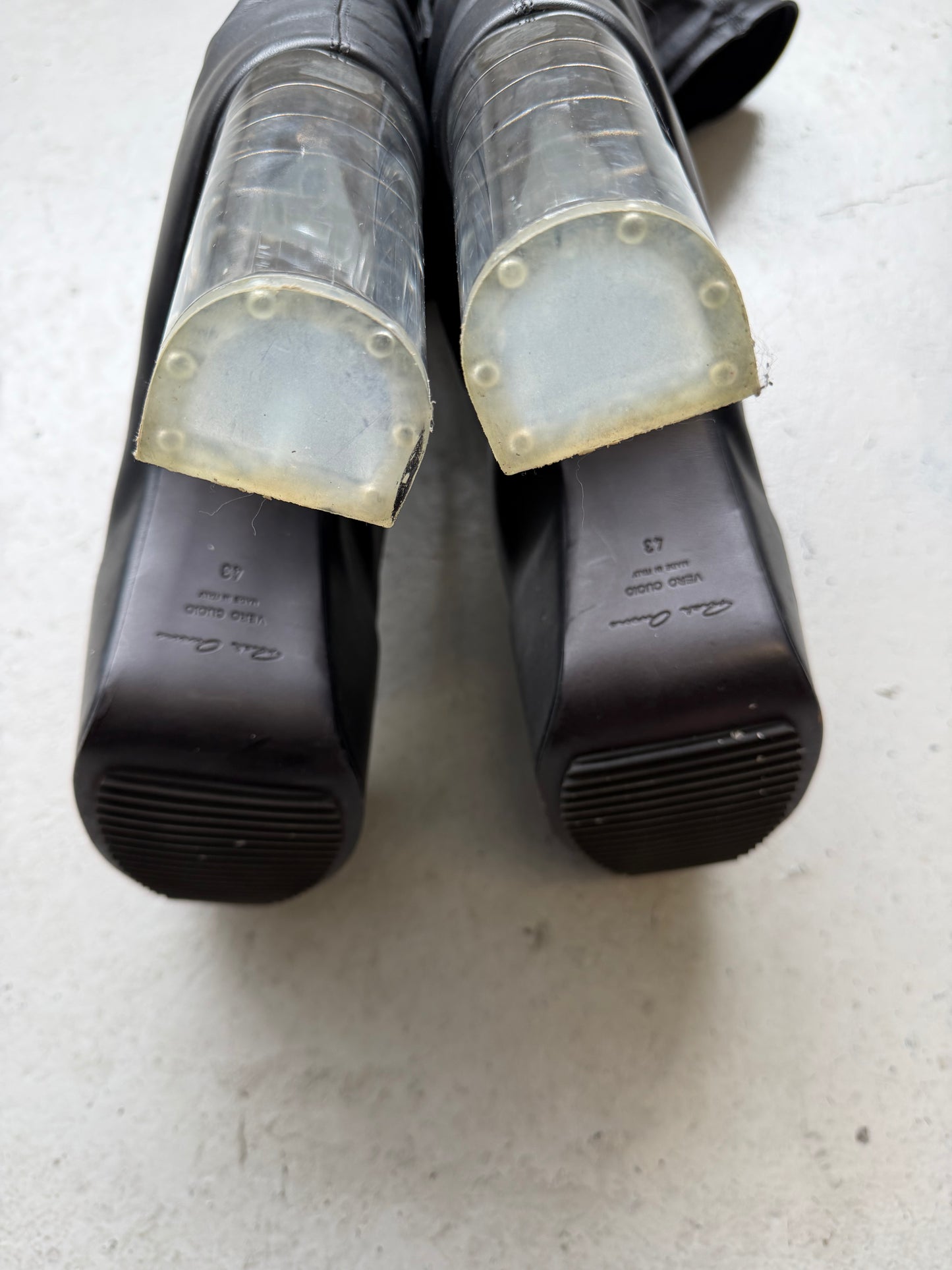 Rick Owens Thigh High Flare Kiss Boots (43)