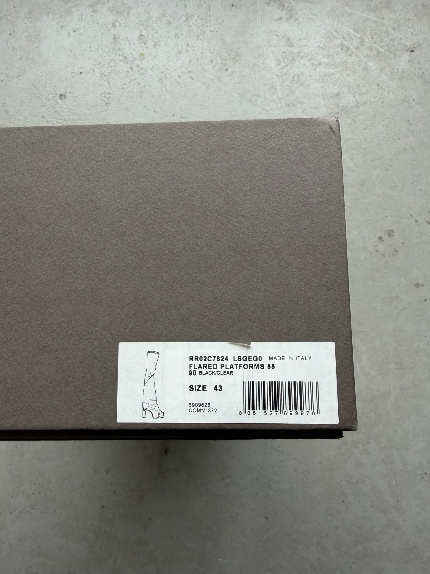 Rick Owens Thigh High Flare Kiss Boots (43)